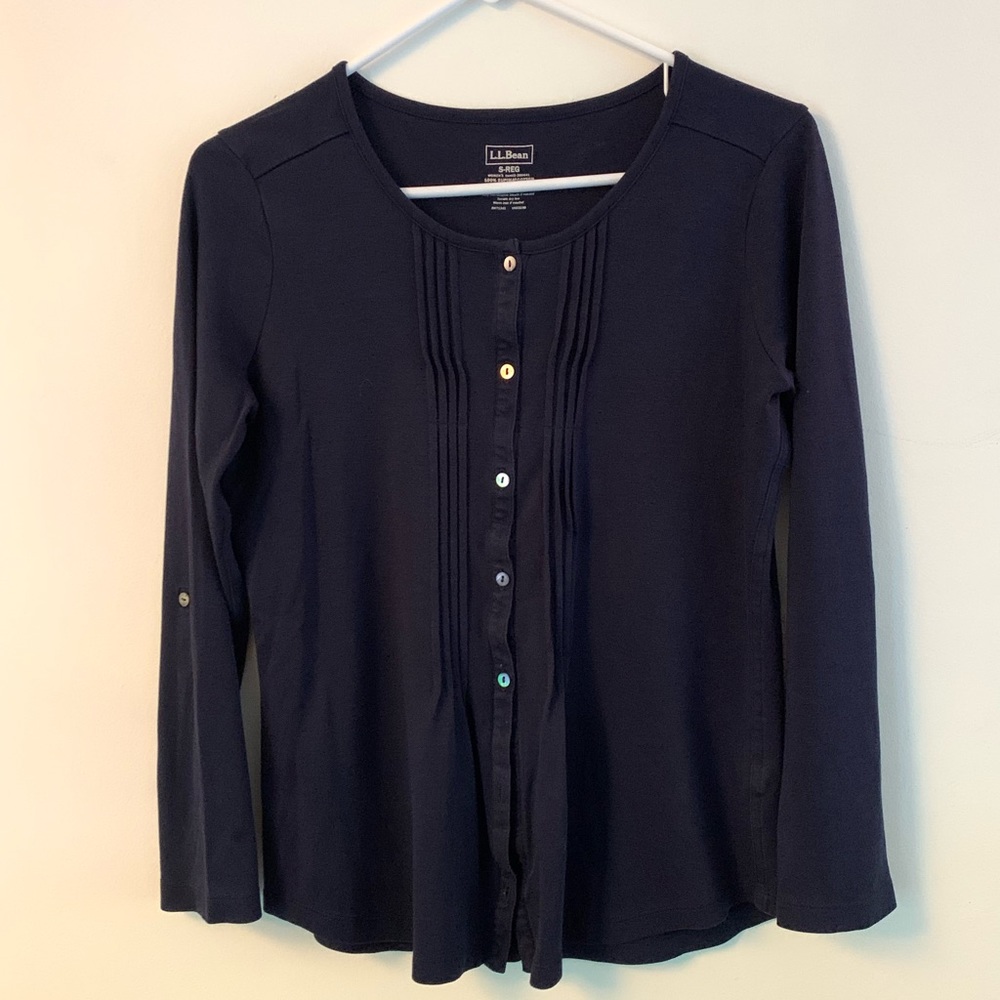 LL Bean S Supima Cotton Navy Tunic Like New